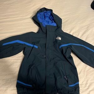 Kids blue north face rain jacket